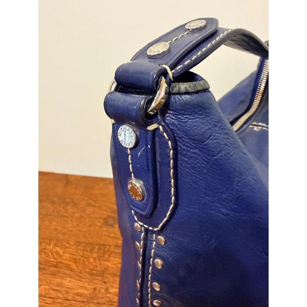Michael Kors‎ Blue Leather Studded Hobo Shoulder Bag Silver Hardware Y2K Vinage